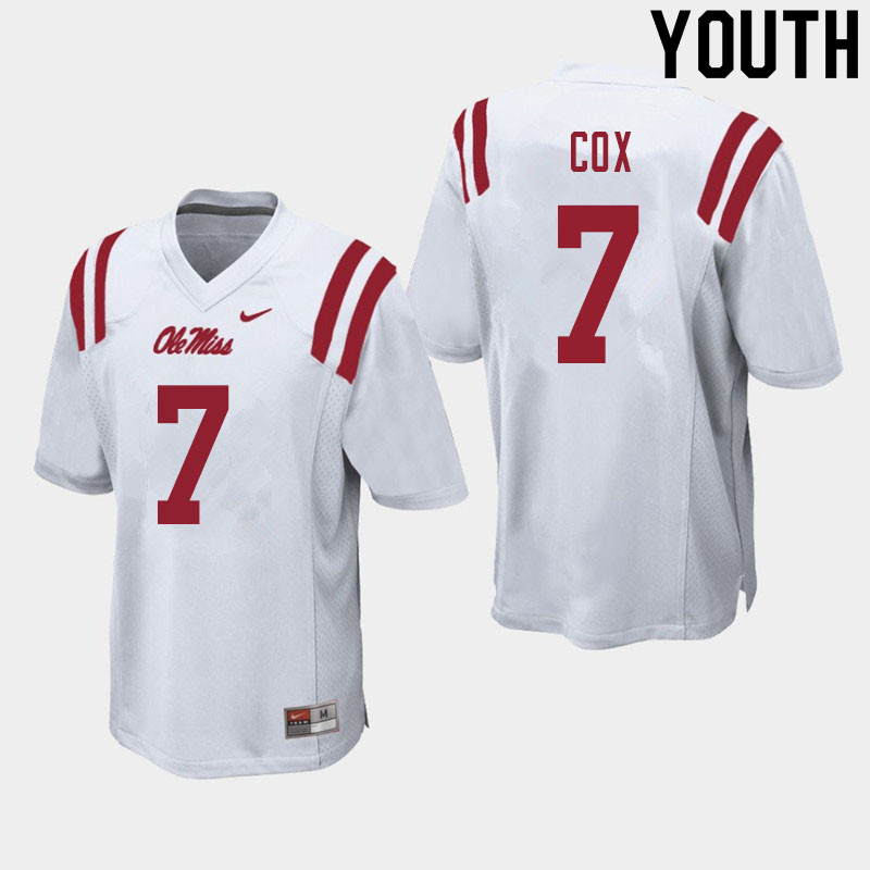 Youth #7 LeDarrius Cox Ole Miss Rebels College Football Jerseys Sale-White - Click Image to Close